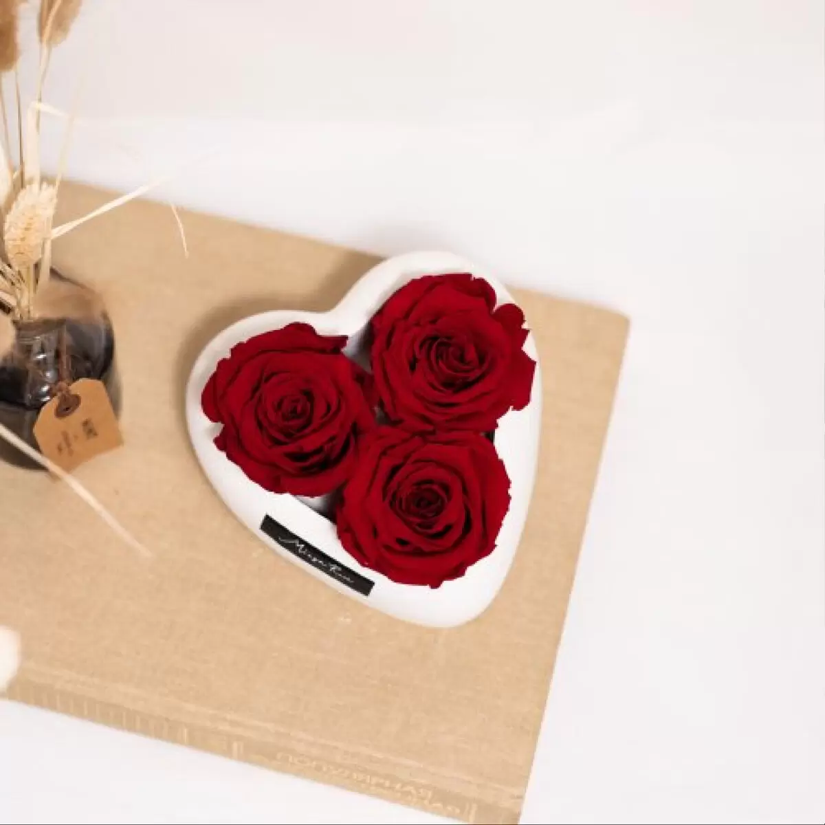 Cuore 3 rose vere stabilizzate - idea regalo romantica 
