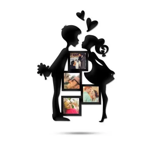 Portafoto da Parete Personalizzato con Innamorati in Plex Nero Satinato